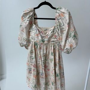 Abercrombie & Fitch Italian Printed Puff Sleeve Mini Dress